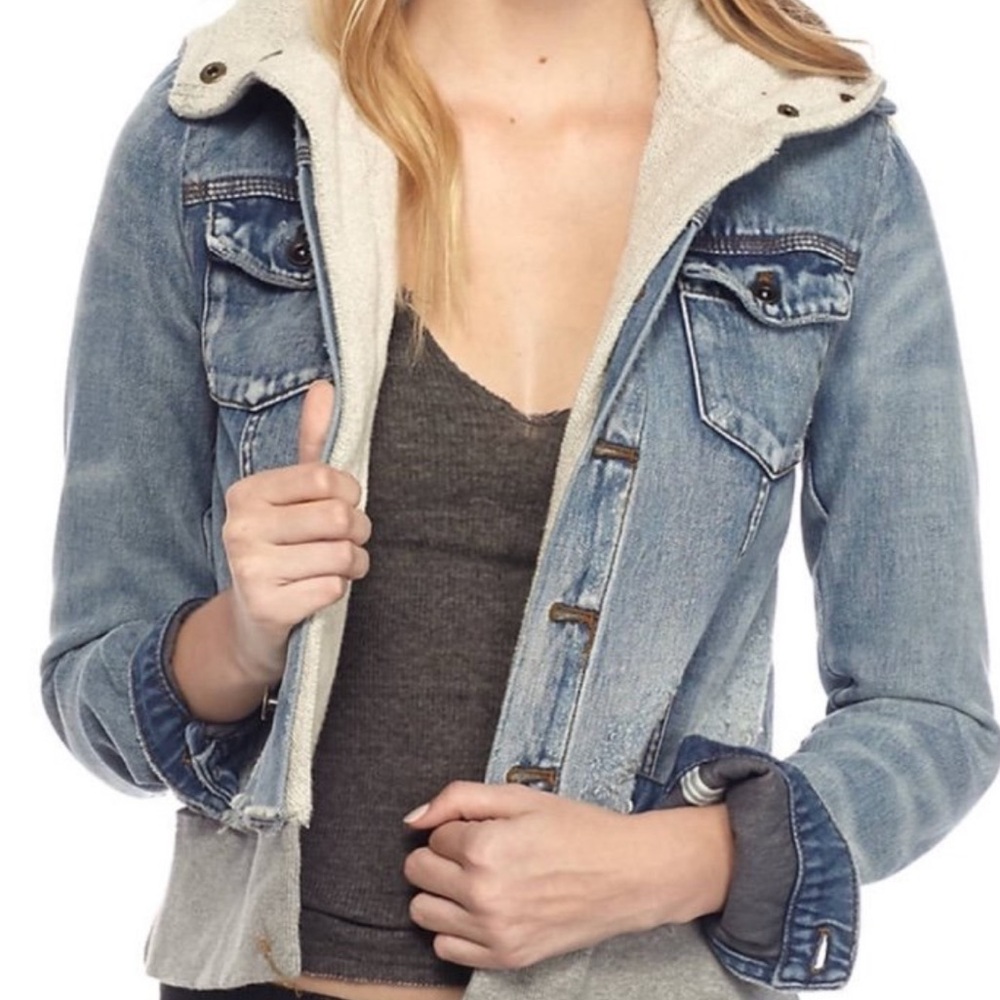 Free People Gray Hooded Sweatshirt